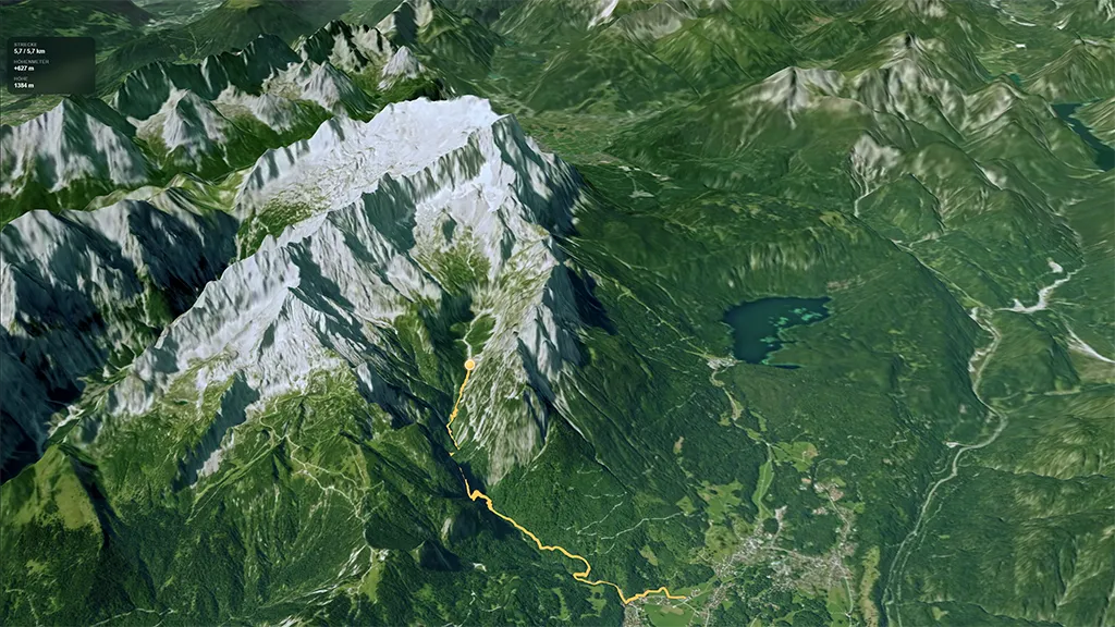 3D-Ansicht der Wanderung durch die Höllentalklamm von Hammersbach bis zur Höllentalangerhütte